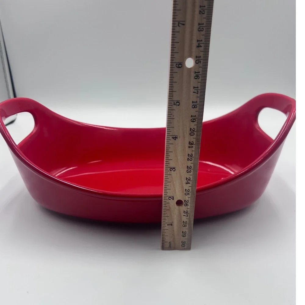 Rachael Ray Red Stoneware Oval Baker 1.25 Quart Casserole Dish with Handles